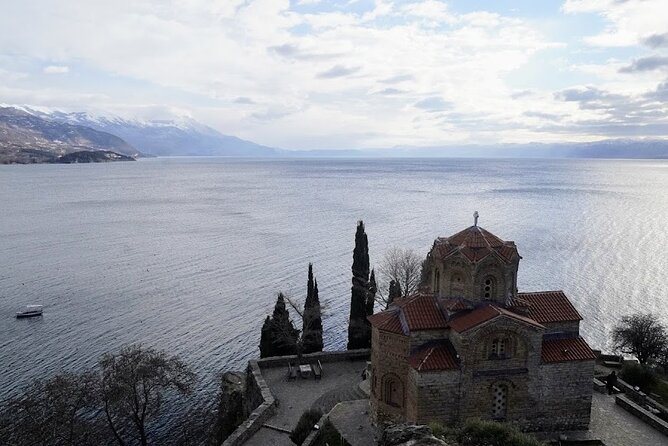 Day tour of Ohrid & St. Naum, N Macedonia from Tirana - St. Jovan Kaneo above Lake Ohrid