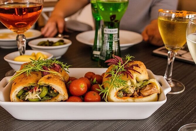Tirana by Eden: Food & Drink Tour - Byrek, tave kosi, and baklava on the table