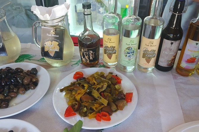 Wine and Raki tasting tour - A Tasting Table With Wine, Raki, and Farm Produce
